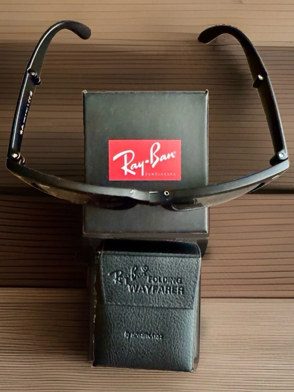 NWT Ray-Ban Folding Wayfarer RB4105 Black Silver Mirror 50mm - Picture 14 of 17